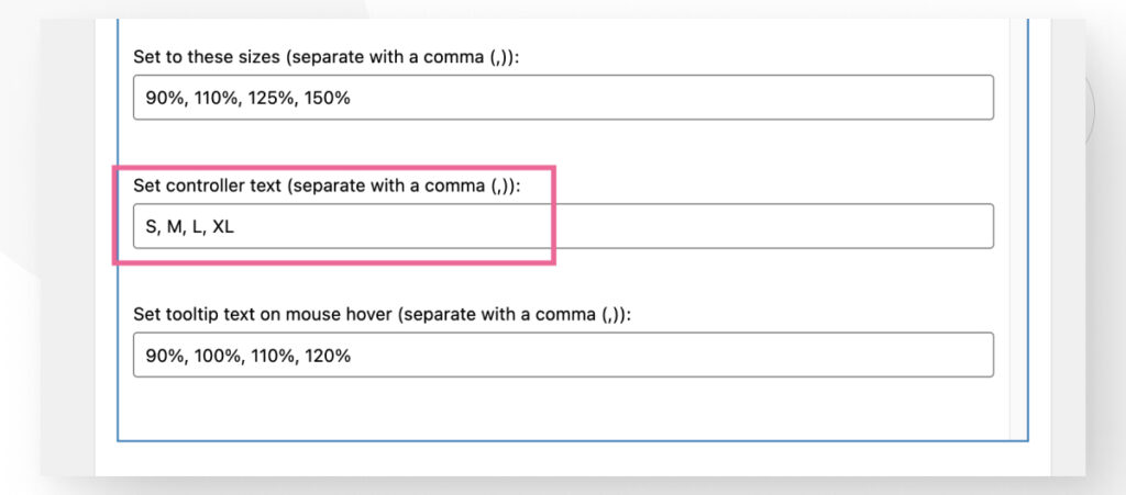 Editing the "Accessibility Widget" widget in WordPress. The user is editing the text users will see when using the font resizer feature