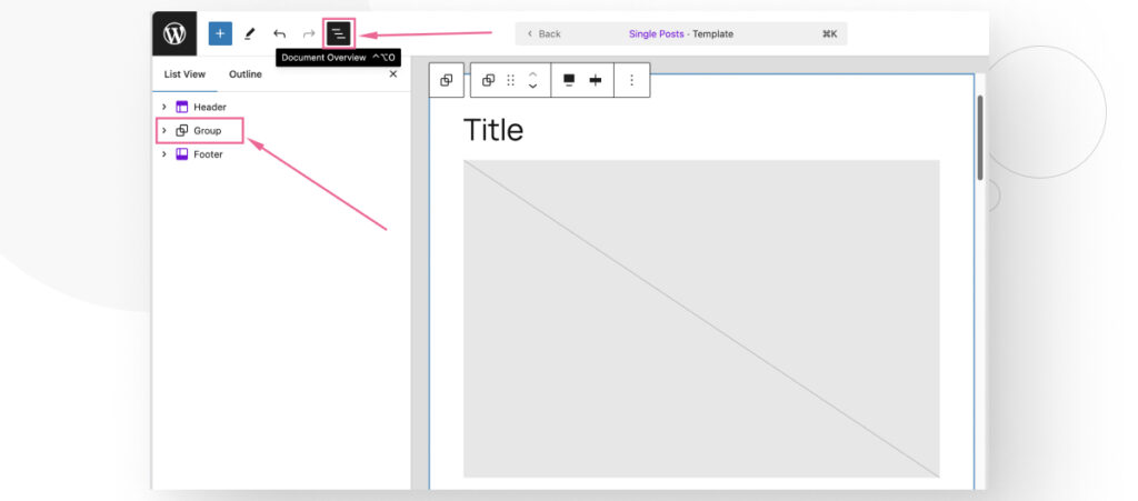 The WordPress Gutnebrg editor. The user is editing the Single Posts layout