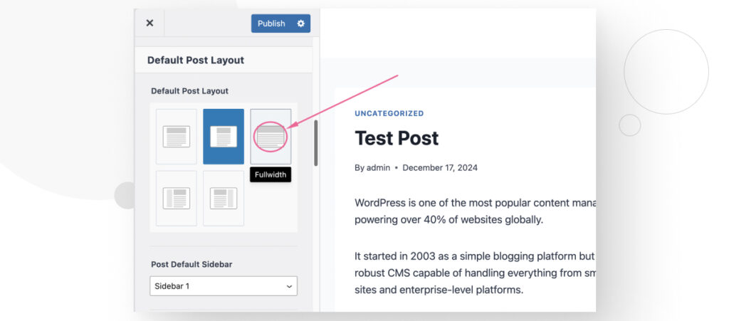 La característica "Personalizar" de WordPress. El usuario está editando el diseño de publicaciones de blog