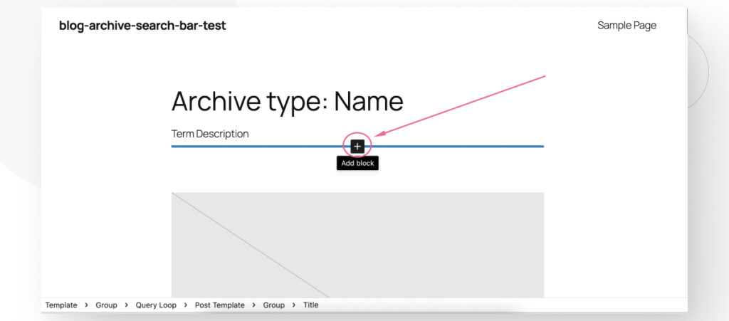 The Site Editor feature in WordPress. The user is editing the template for the site's archive pages