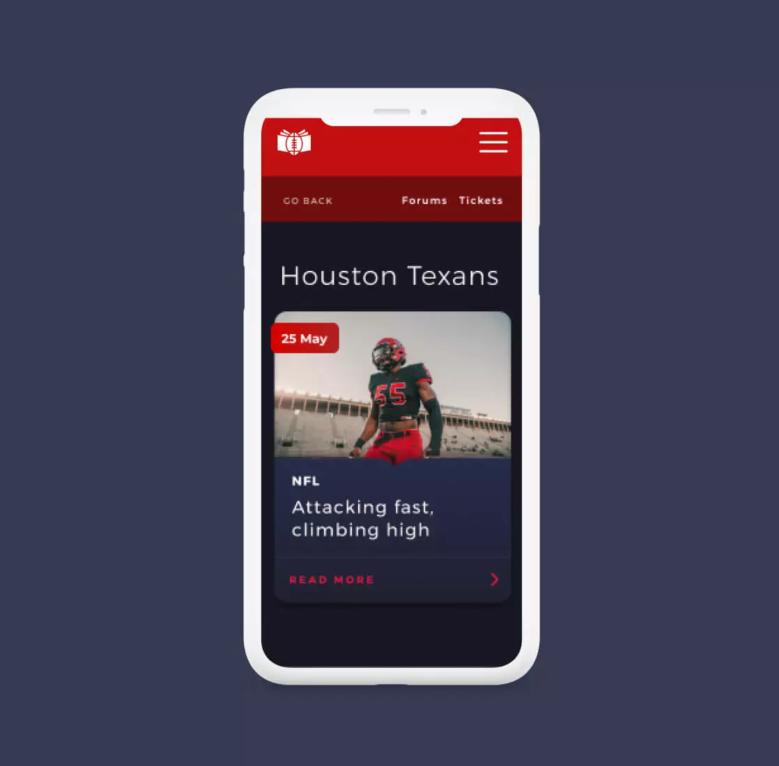 Mobile mockup with a section of the web