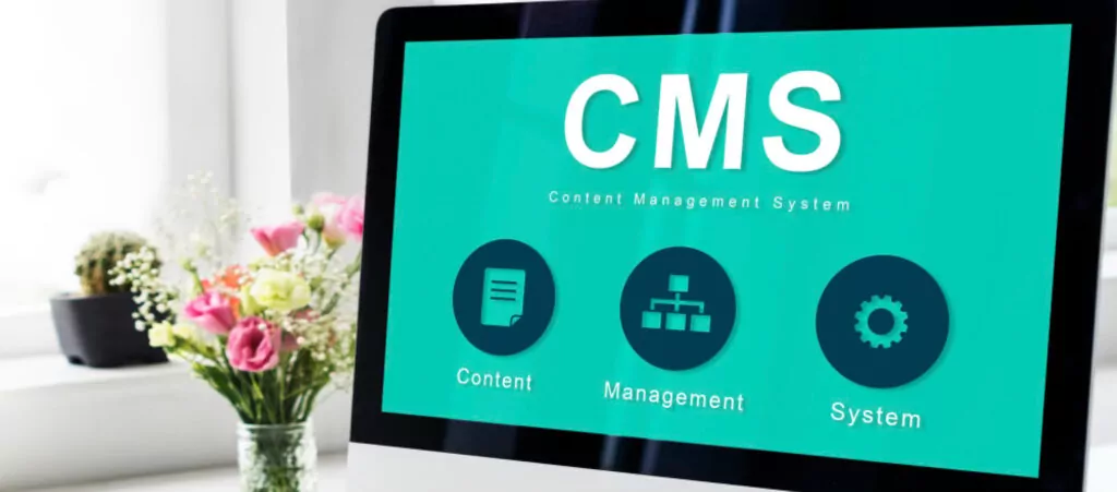 computer screen that reads "CMS"