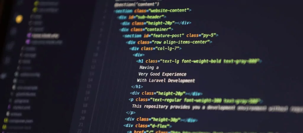 html code over a black screen
